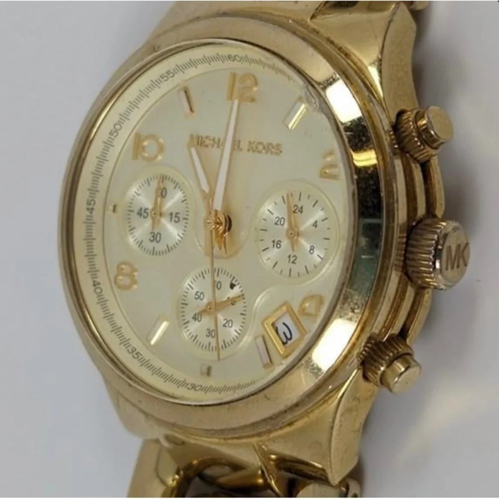 Michael Kors MK3131 Runway Twist gold chronograph bracelet watch